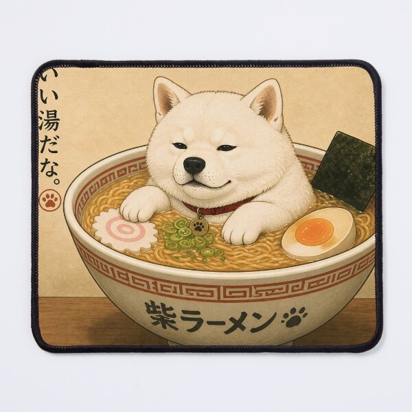 Item preview, White Shiba Inu Ramen Bath designed and sold by YUKI JAPAN.