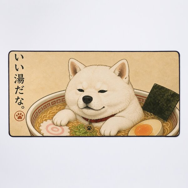 Item preview, White Shiba Inu Ramen Bath designed and sold by YUKI JAPAN.