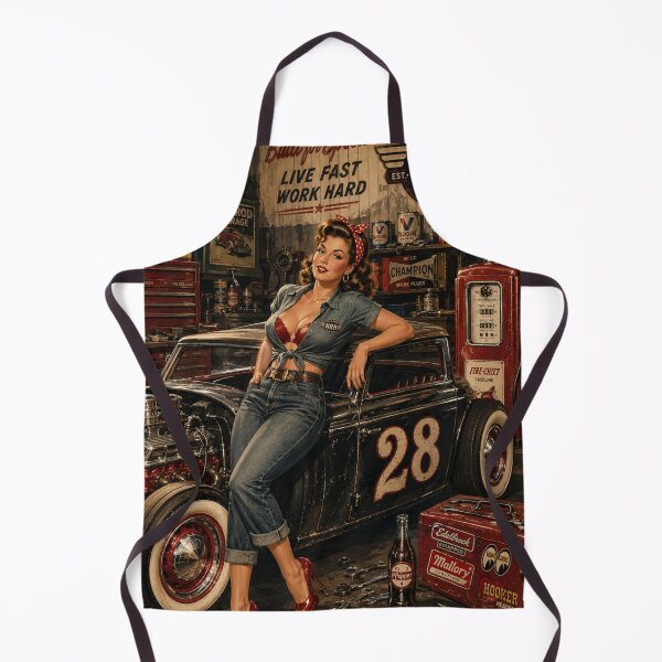 Item preview, Fifties Speed Shop Hot Rod Pin Up Girl Garage Retro Art designed and sold by Normandy Road Heritage™ - Vintage Garage Art.