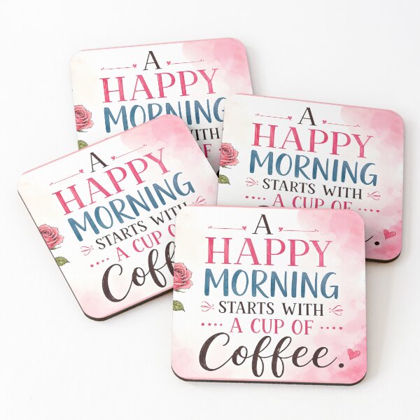 Item preview, A Happy Morning Starts with Coffee – Cute Cat & Coffee designed and sold by ZanyPaintbrush.