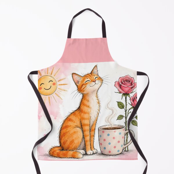 Item preview, A Happy Morning Starts with Coffee – Cute Cat & Coffee designed and sold by ZanyPaintbrush.