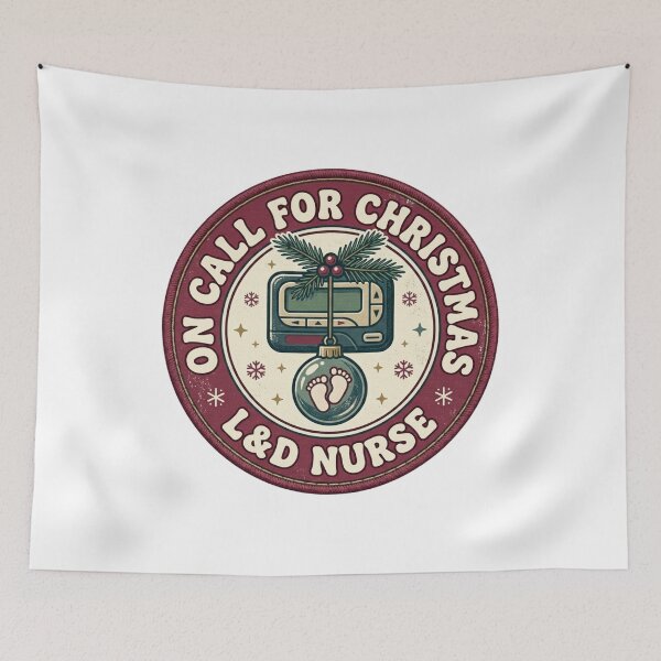Item preview, On Call For Christmas L&D Nurse Retro Pager Bauble Emblem Graphic designed and sold by raedattia.