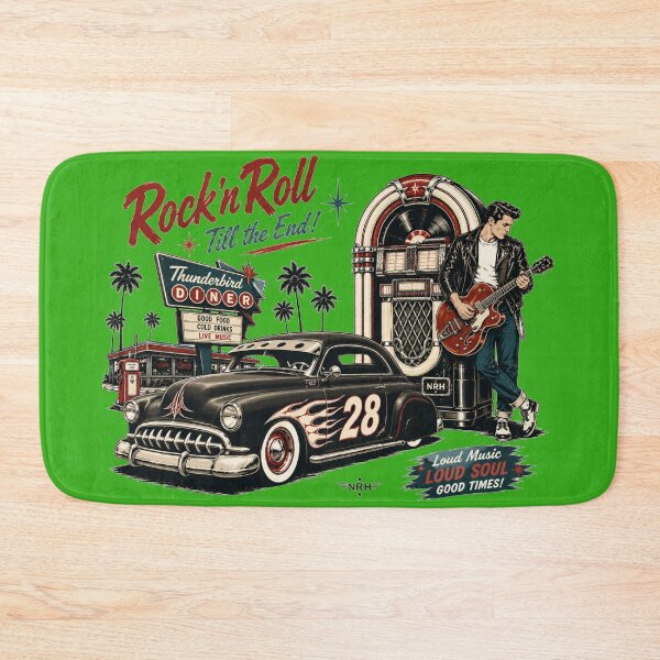 Item preview, Rock n Roll Till The End Thunderbird Diner Jukebox Vintage Art designed and sold by Normandy Road Heritage™ - Vintage Garage Art.