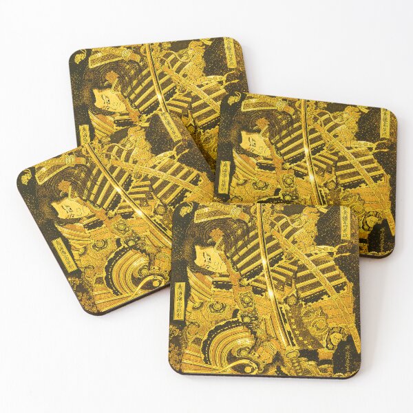 Item preview, Cyberpunk Ukiyo-e Samurai Oni | Golden Tokyo Nightscape | Japanese Warrior Art designed and sold by RhymeArc.
