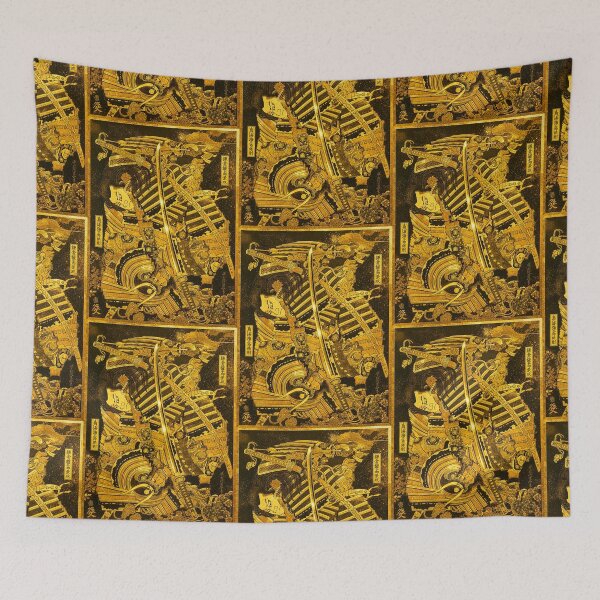 Item preview, Cyberpunk Ukiyo-e Samurai Oni | Golden Tokyo Nightscape | Japanese Warrior Art designed and sold by RhymeArc.