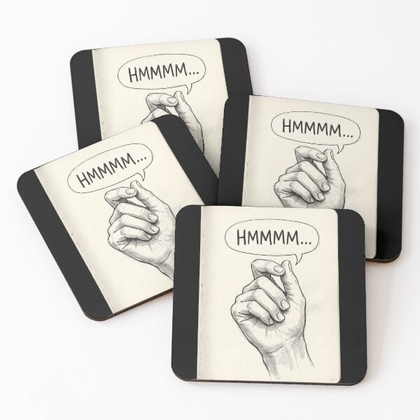 Item preview, Hmmm Meme Thinking Hand Gesture Funny Confused Reaction Humor T-Shirt Design designed and sold by pawsome purrfect.