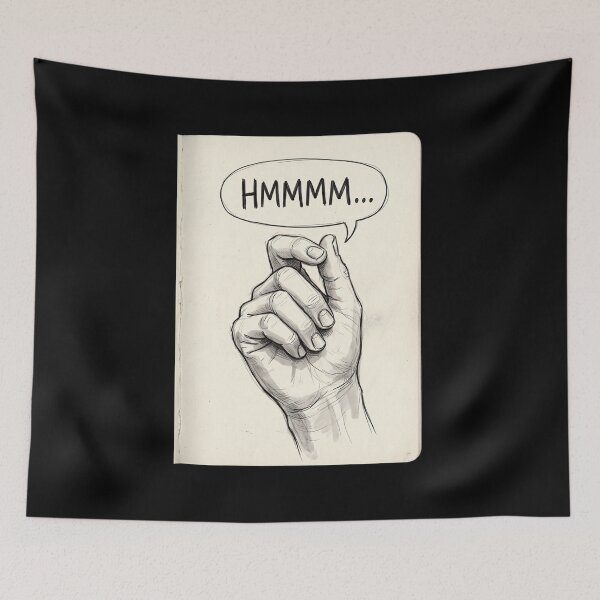 Item preview, Hmmm Meme Thinking Hand Gesture Funny Confused Reaction Humor T-Shirt Design designed and sold by pawsome purrfect.