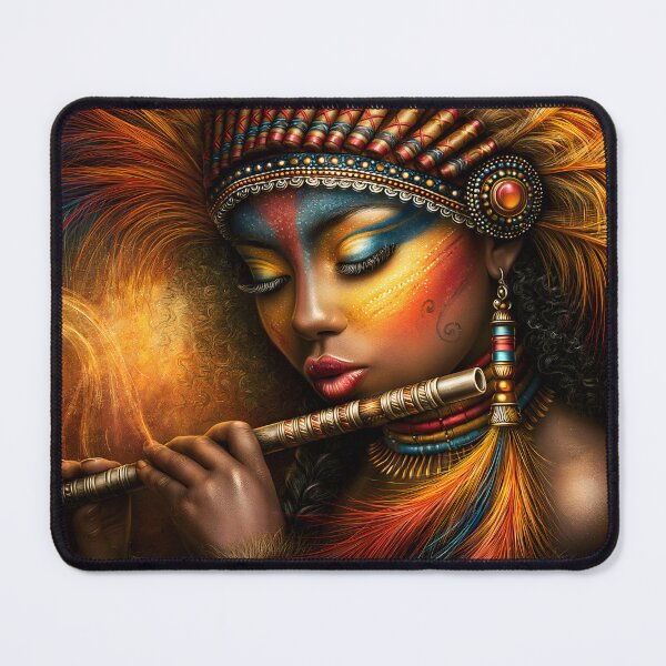 Item preview, Stunning Woman Playing Flute in Vibrant Colors designed and sold by Artessie.
