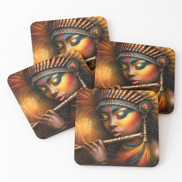Item preview, Stunning Woman Playing Flute in Vibrant Colors designed and sold by Artessie.