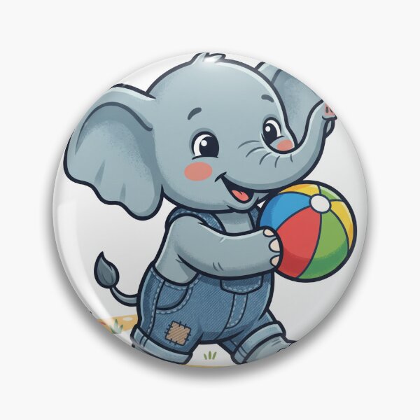 Item preview, Cute Baby Elephant in Overalls Walking with Beach Ball designed and sold by KaleeDesigns.