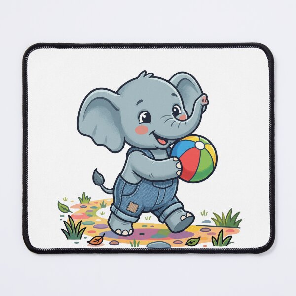 Item preview, Cute Baby Elephant in Overalls Walking with Beach Ball designed and sold by KaleeDesigns.