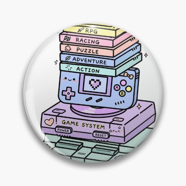 Item preview, Kawaii Retro Game Console Stack - Pastel 90s Gaming Pile - RPG Racing Puzzle designed and sold by Petringo.