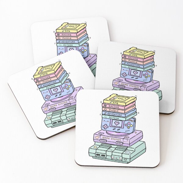 Item preview, Kawaii Retro Game Console Stack - Pastel 90s Gaming Pile - RPG Racing Puzzle designed and sold by Petringo.