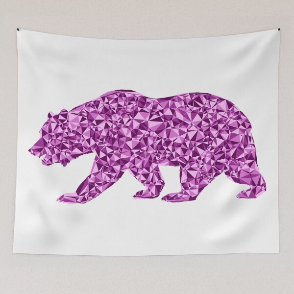 Item preview, Pink Triangular Mosaic Ferocious Bear Silhouette Design designed and sold by DymondDesigns.