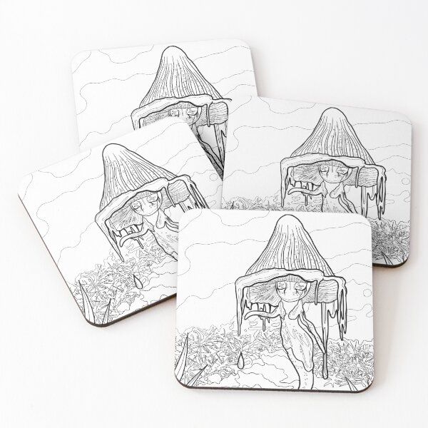 Item preview, Ink Cap Mushroom Girl Coloring Page – Fantasy Mushroom Paint Your Own designed and sold by SaskiaFranken.