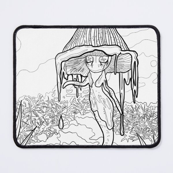 Item preview, Ink Cap Mushroom Girl Coloring Page – Fantasy Mushroom Paint Your Own designed and sold by SaskiaFranken.