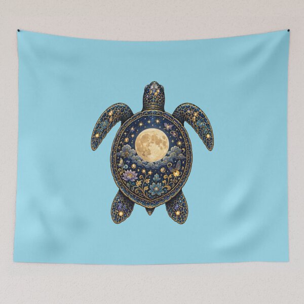 Item preview, Moonlit Sea Turtle | Ocean Moonlight Art Collection designed and sold by Zaru Art Studio.