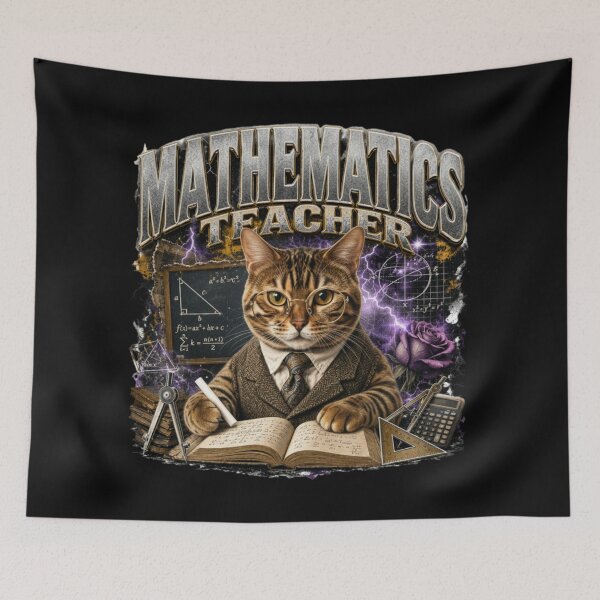 Item preview, Mathematics Teacher Bengal Cat Vintage Graphic T-Shirt | Funny Math Professor Cat Algebra STEM Teacher Gift designed and sold by illeN-Art-World.