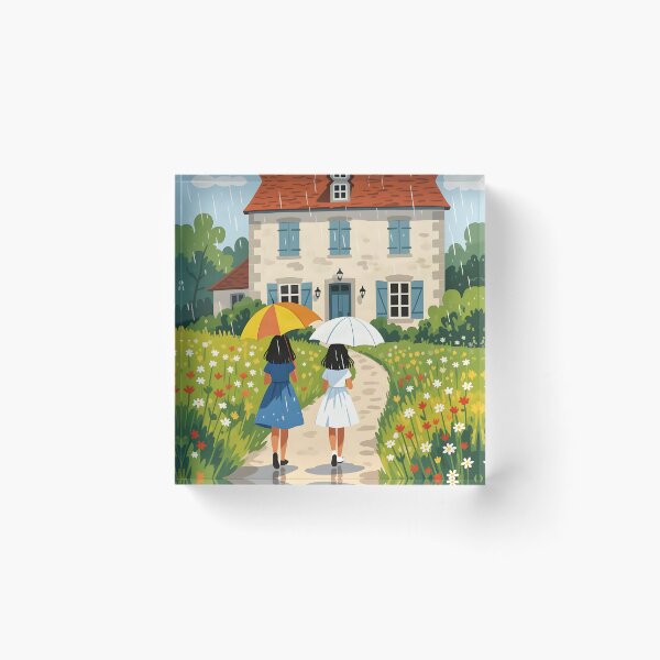 Item preview, Two friends under the rain walking towards a French Maison designed and sold by Ponted.