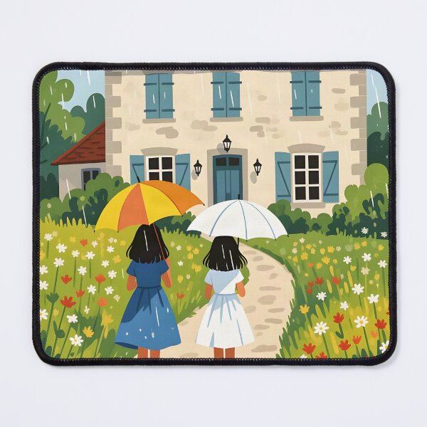 Item preview, Two friends under the rain walking towards a French Maison designed and sold by Ponted.