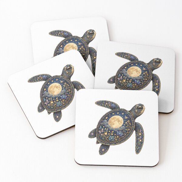 Item preview, Swimming Sea Turtle Under the Moon | Ocean Moonlight Art Collection designed and sold by Zaru Art Studio.