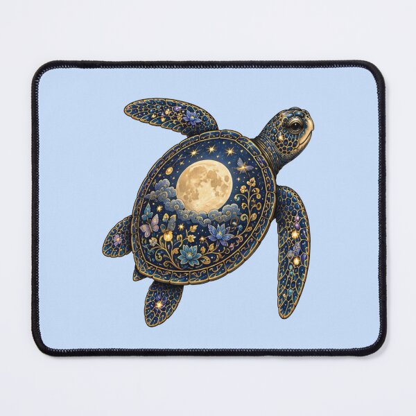 Item preview, Swimming Sea Turtle Under the Moon | Ocean Moonlight Art Collection designed and sold by Zaru Art Studio.