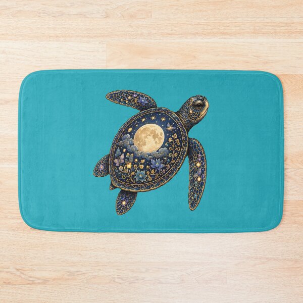 Item preview, Swimming Sea Turtle Under the Moon | Ocean Moonlight Art Collection designed and sold by Zaru Art Studio.