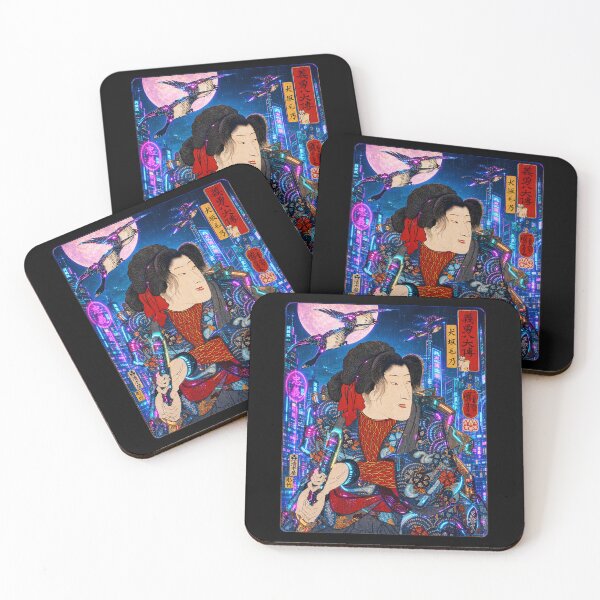 Item preview, Cyberpunk Ukiyo-e Samurai | Tokyo Nightscape | Japanese Warrior Art designed and sold by RhymeArc.