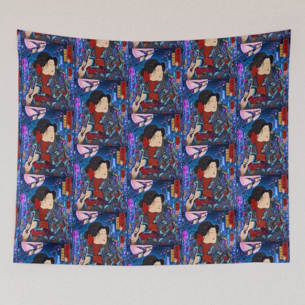 Item preview, Cyberpunk Ukiyo-e Samurai | Tokyo Nightscape | Japanese Warrior Art designed and sold by RhymeArc.