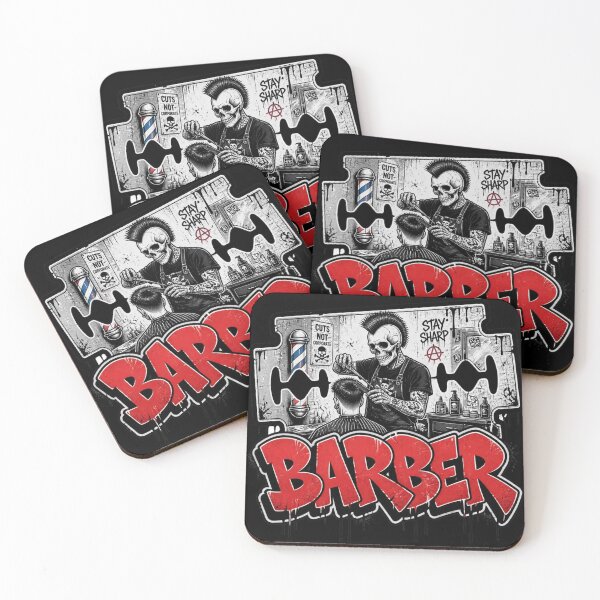 Item preview, Punk Mohawk Barber Skull Razor Blade Graffiti Art designed and sold by Barber MD Culture.