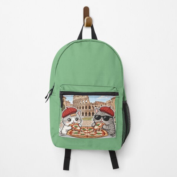 Item preview, Freda and Junior Eating Pizza in Rome - Kawaii Cats Italy Travel designed and sold by MAISON SYLVIE.