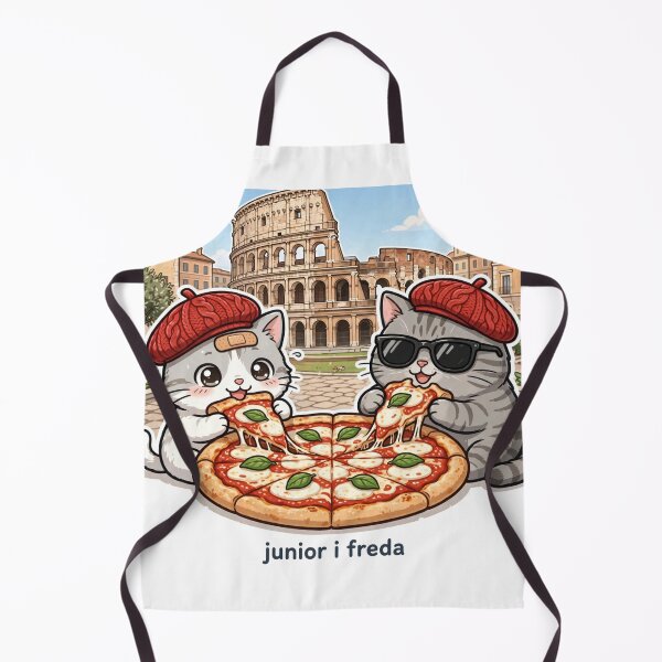 Item preview, Freda and Junior Eating Pizza in Rome - Kawaii Cats Italy Travel designed and sold by MAISON SYLVIE.