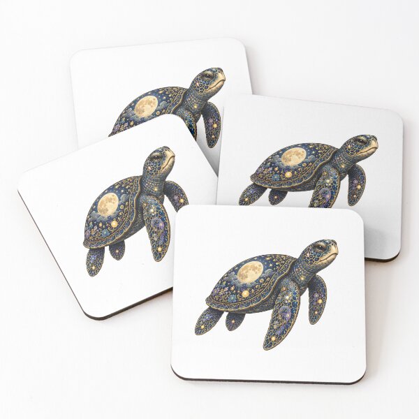 Item preview, Sea Turtle with Moonlit Shell | Ocean Moonlight Art Collection designed and sold by Zaru Art Studio.