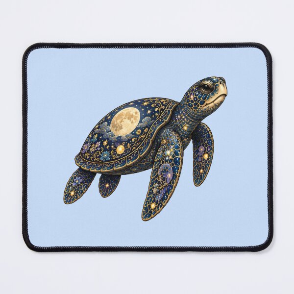 Item preview, Sea Turtle with Moonlit Shell | Ocean Moonlight Art Collection designed and sold by Zaru Art Studio.