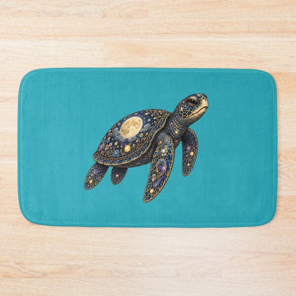 Item preview, Sea Turtle with Moonlit Shell | Ocean Moonlight Art Collection designed and sold by Zaru Art Studio.
