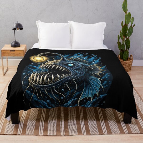 Item preview, Deep Sea Anglerfish Monster Fishing T-Shirt Dark Ocean - Predator Design for Fishermen designed and sold by Artimax-Studio.