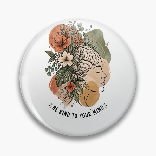 Item preview, Be Kind To Your Mind Boho Brain Flowers Mental Health Art designed and sold by Timeless Junction.