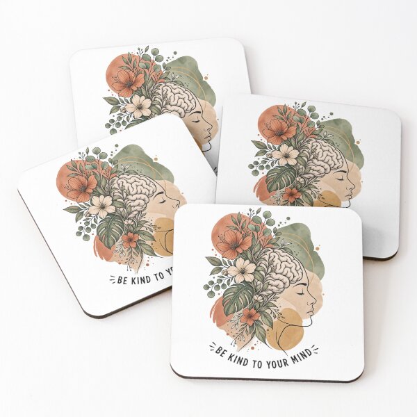 Item preview, Be Kind To Your Mind Boho Brain Flowers Mental Health Art designed and sold by Timeless Junction.