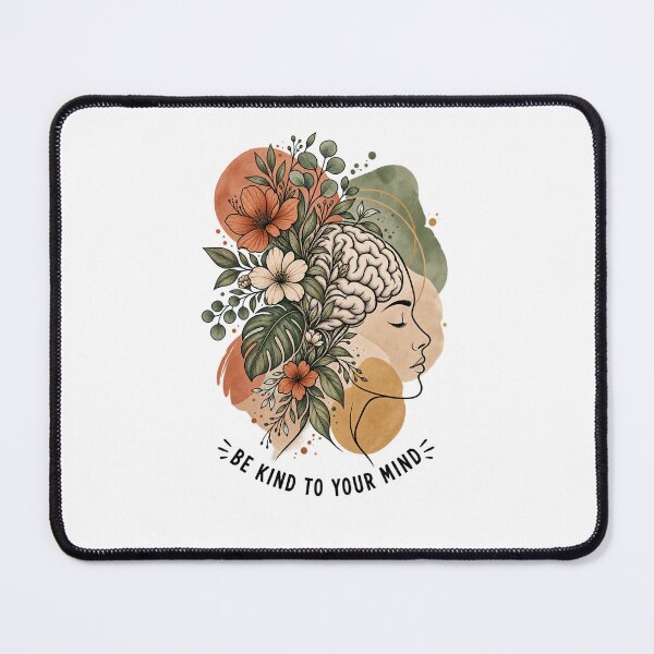 Item preview, Be Kind To Your Mind Boho Brain Flowers Mental Health Art designed and sold by Timeless Junction.