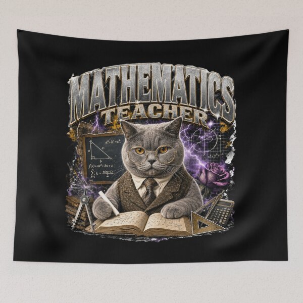 Item preview, Mathematics Teacher British Shorthair Cat Vintage Graphic T-Shirt | Funny Math Professor Cat Algebra STEM Teacher Gift designed and sold by illeN-Art-World.