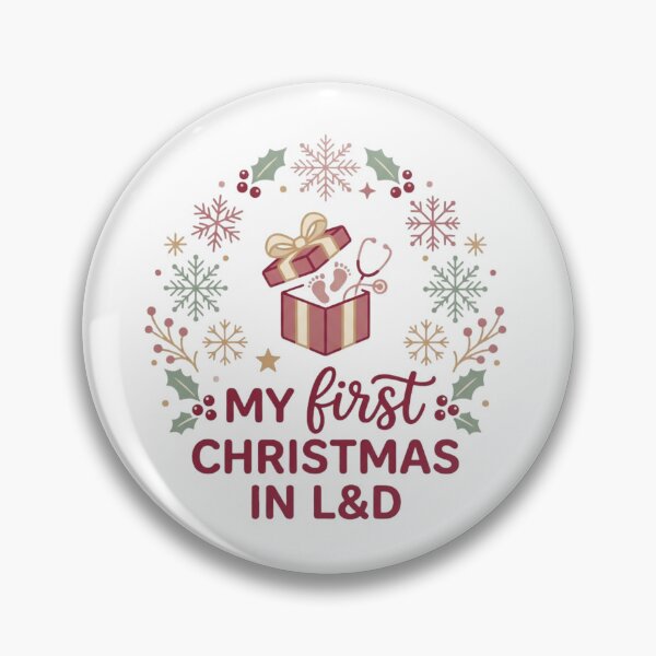 Item preview, My First Christmas in L&D Nurse Gift Newborn Footprints Christmas Wreath designed and sold by raedattia.