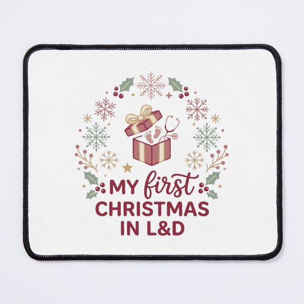 Item preview, My First Christmas in L&D Nurse Gift Newborn Footprints Christmas Wreath designed and sold by raedattia.