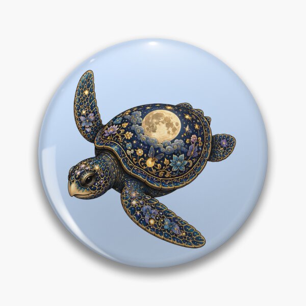 Item preview, Swimming Turtle with Moonlit Shell | Ocean Moonlight Art Collection designed and sold by Zaru Art Studio.