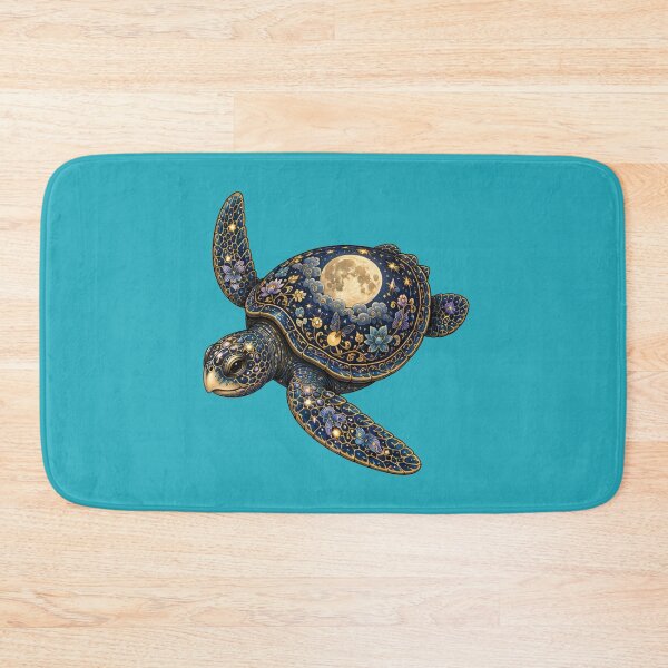 Item preview, Swimming Turtle with Moonlit Shell | Ocean Moonlight Art Collection designed and sold by Zaru Art Studio.
