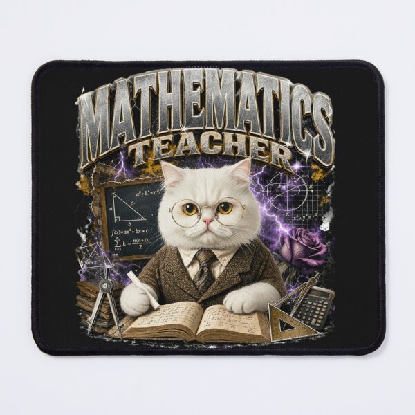 Item preview, Mathematics Teacher Persian Cat Vintage Graphic T-Shirt | Funny Math Professor Cat Algebra STEM Teacher Gift designed and sold by illeN-Art-World.
