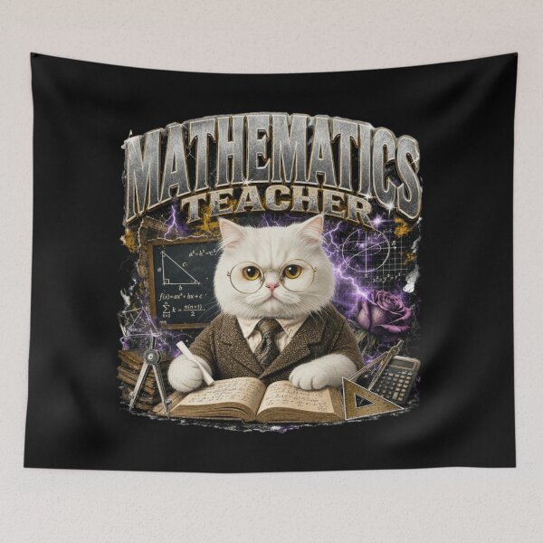 Item preview, Mathematics Teacher Persian Cat Vintage Graphic T-Shirt | Funny Math Professor Cat Algebra STEM Teacher Gift designed and sold by illeN-Art-World.