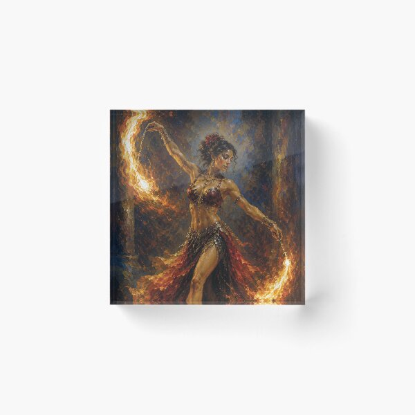 Item preview, An elegant woman dancing with fire painting. designed and sold by GalleryKauffeld.