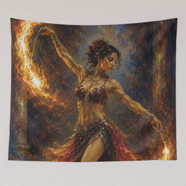 Item preview, An elegant woman dancing with fire painting. designed and sold by GalleryKauffeld.