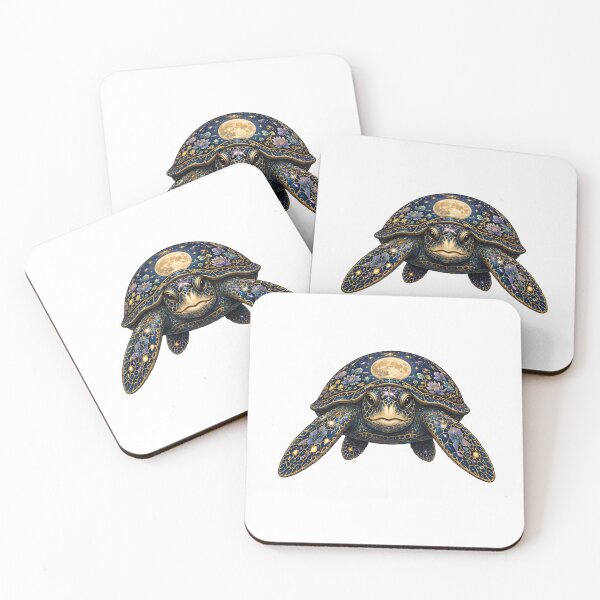 Item preview, Sea Turtle Facing Forward Under the Moon | Ocean Moonlight Art Collection designed and sold by Zaru Art Studio.