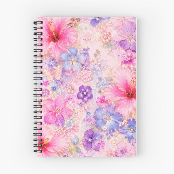 Item preview, Jewel Hibiscus Glam – Pink Purple Pearl Gold Floral Pattern – Kawaii Luxury Art Print designed and sold by @SHINTOSARTSTORE.